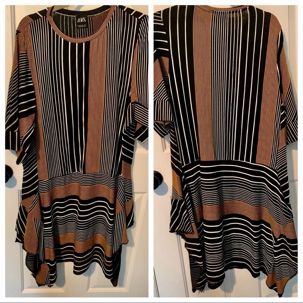 Zara asymmetric striped dress - Picture 2 of 10